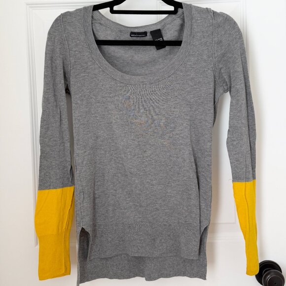 Women MODA International Colorblock Sweater Long Sleeve in Gray Yellow Small - Picture 1 of 7